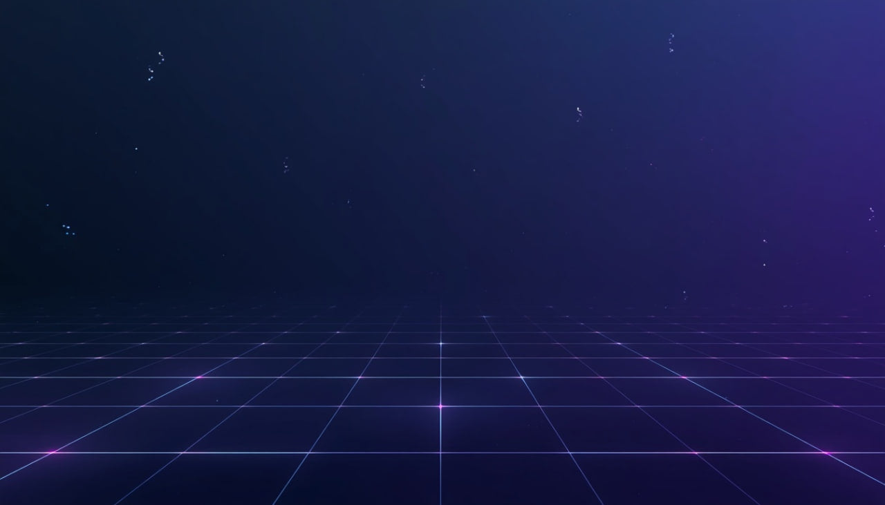 Futuristic grid design with a dark blue background