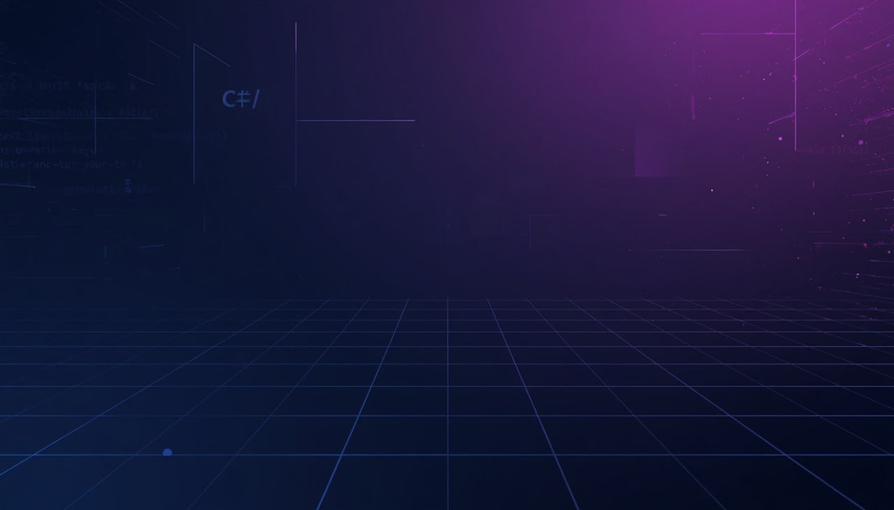 Futuristic grid design with a dark purple background