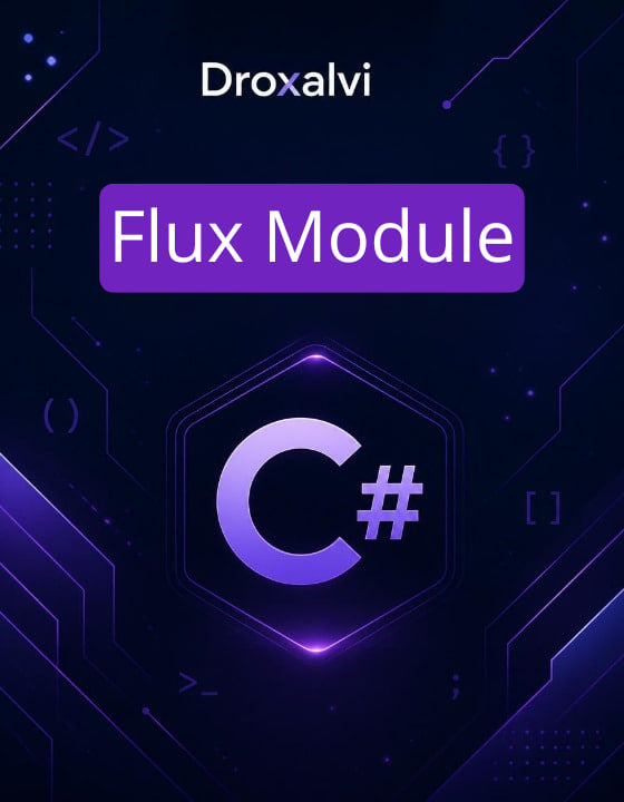 Droxalvi Flux Module with C# logo on a dark background