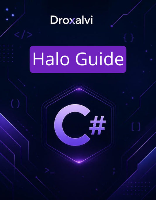 Droxalvi Halo Guide with C# symbol on a dark background