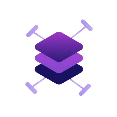 Stack of purple squares with crossed lines on a white background