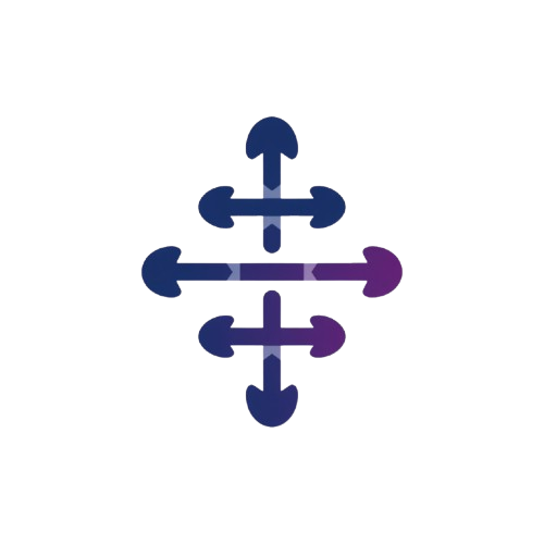 Blue and purple symbol on a white background